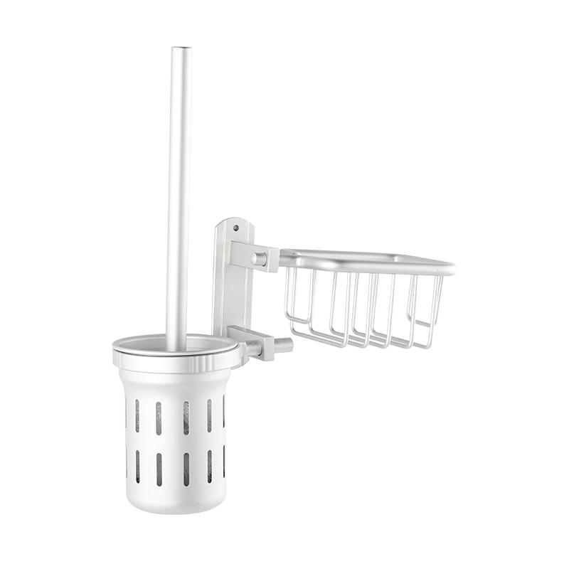 10703 Wall Mounted Aluminum Alloy Double-layer Hollow Toilet Brush Holder