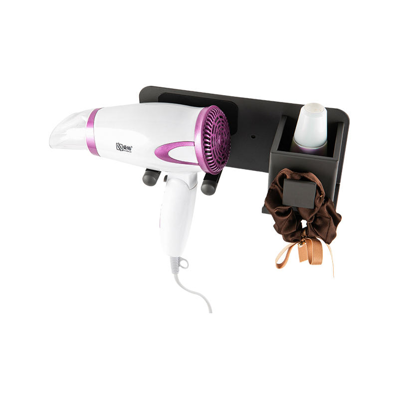 10105 Wall Mounted Aluminum Alloy Hair Dryer Rack With Storage Function