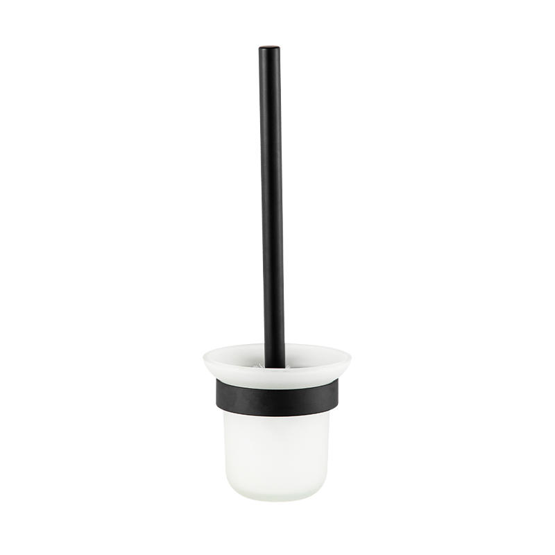 10707 Wall Mounted Aluminum Alloy + Glass Toilet Brush Holder And Semicircular Toilet Brush