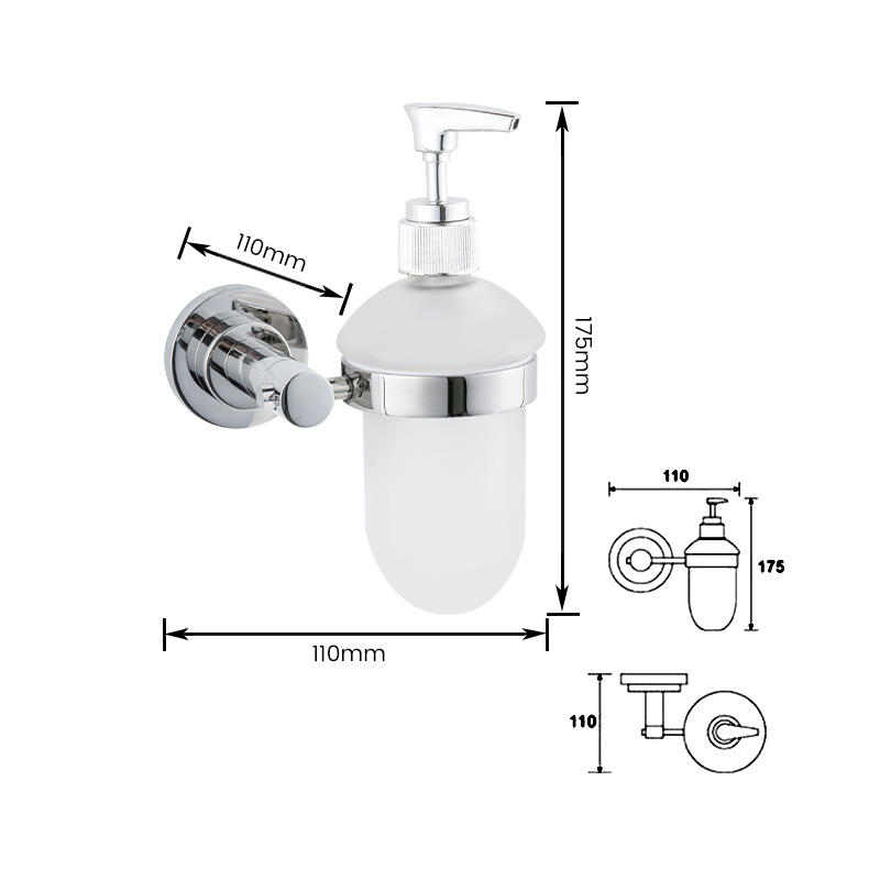 11001 304 Stainless Steel＋Glass Wall Mounted Soap Dispenser