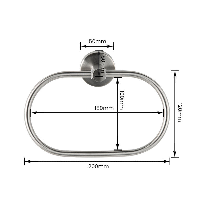 11101 Oval 304 Stainless Steel Wall Mounted Towel Ring for Bathroom